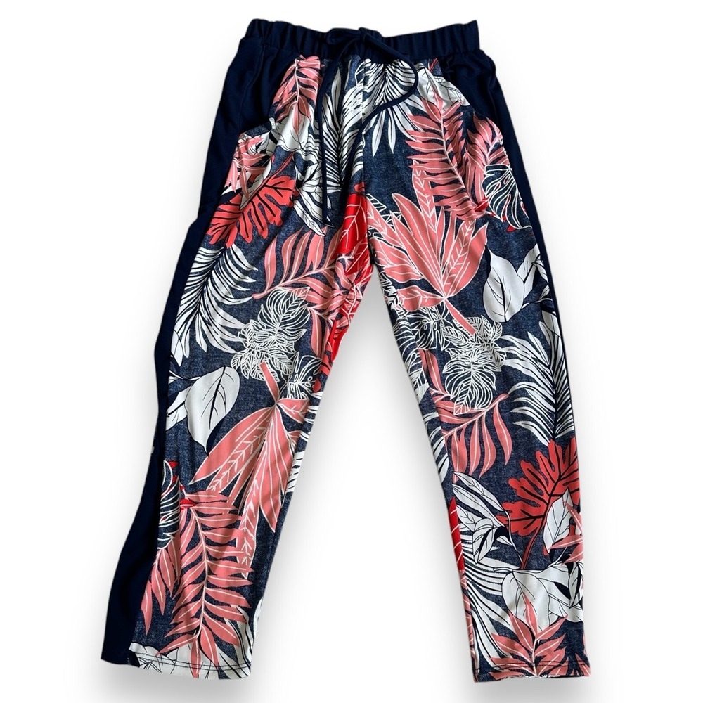 VTG Y2k Expresso Pants Small Womens Carpi Drawstring Lightweight Stretch Floral
